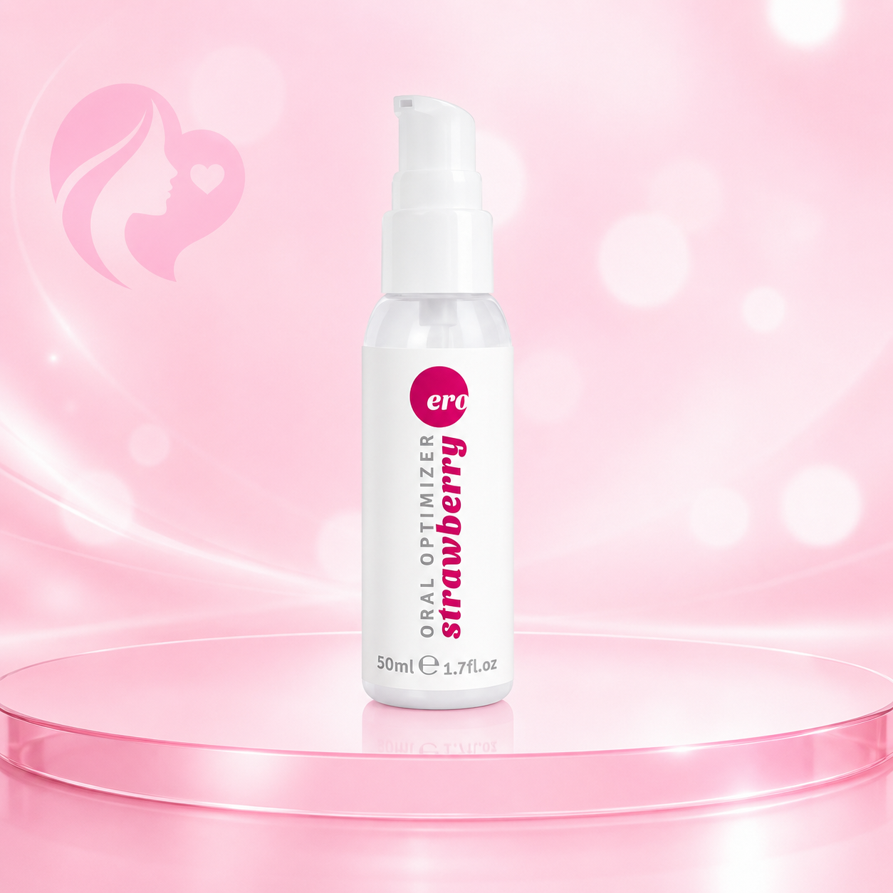 Sprühflasche mit Oral-Gel, weißer Kunststoffbehälter, 50 ml, Geschmacksrichtung Erdbeere, mit Pumpzerstäuber