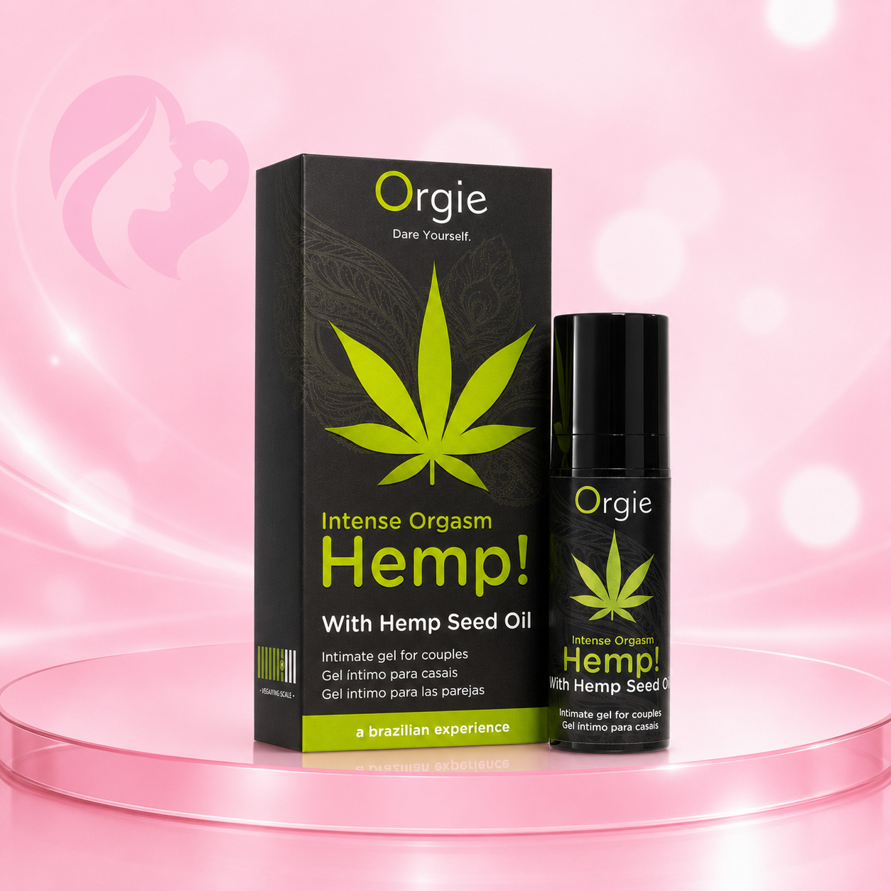 Orgie Intense Orgasm Hemp Intimitätsgel in Tube mit schwarzer Verpackung, Hanfsamenöl, 15ml Inhalt