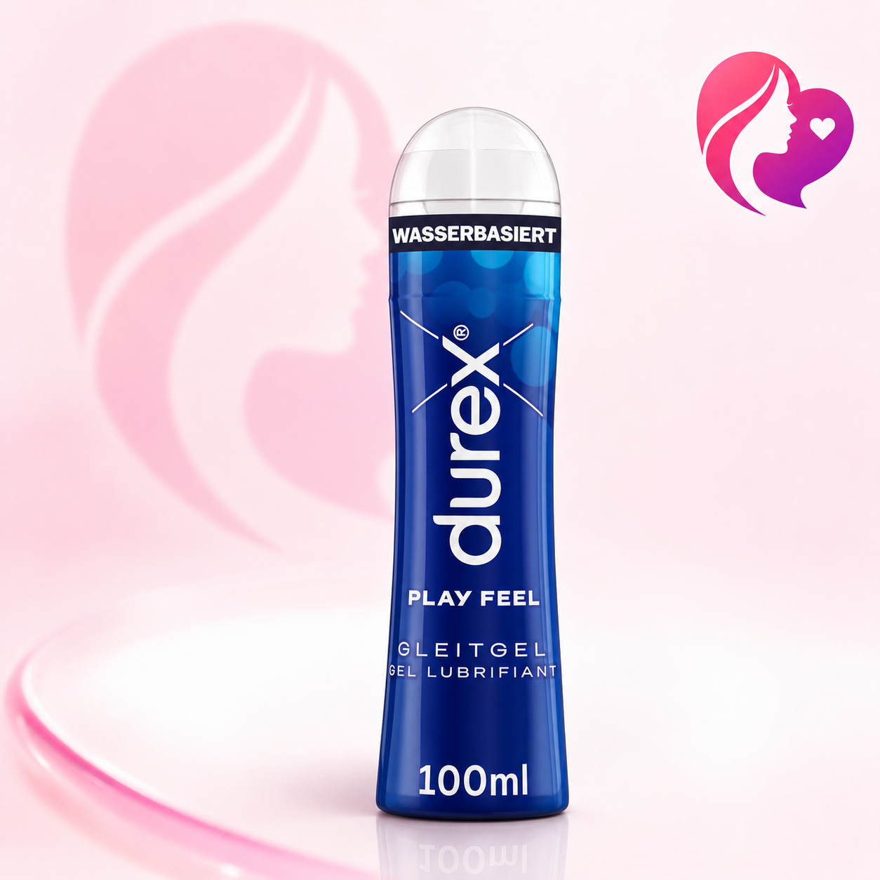 Durex Play Feel Gleitgel, wasserbasisiert, 100 ml Flasche mit Dosierpumpe, dunkelblau mit weißer Beschriftung