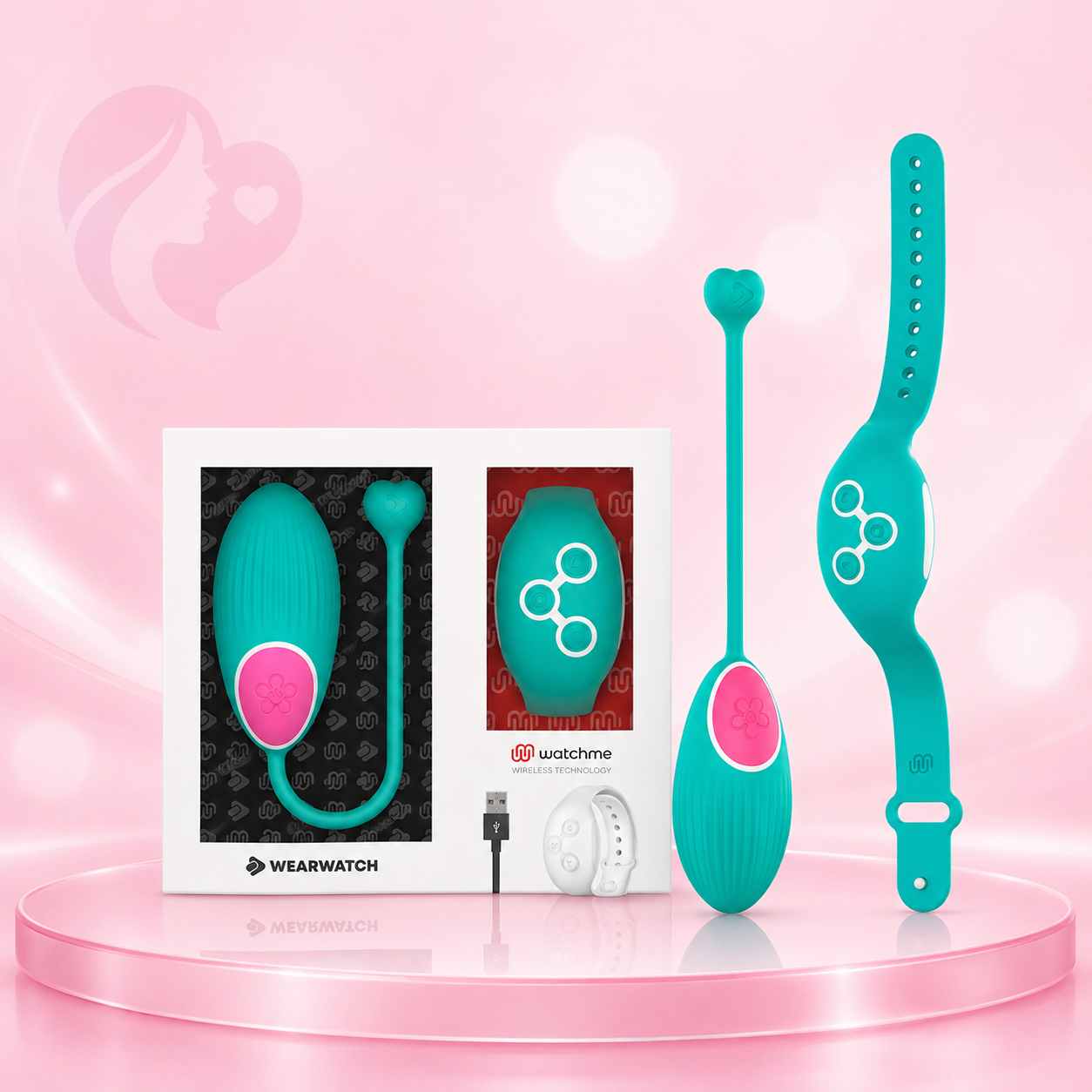 Wearwatch Egg Fernbedienungs-Set mit drahtloser Kontrolle, bestehend aus ei-förmigen Vibratoren und Fernbedienung, Silikon, türkis und pink