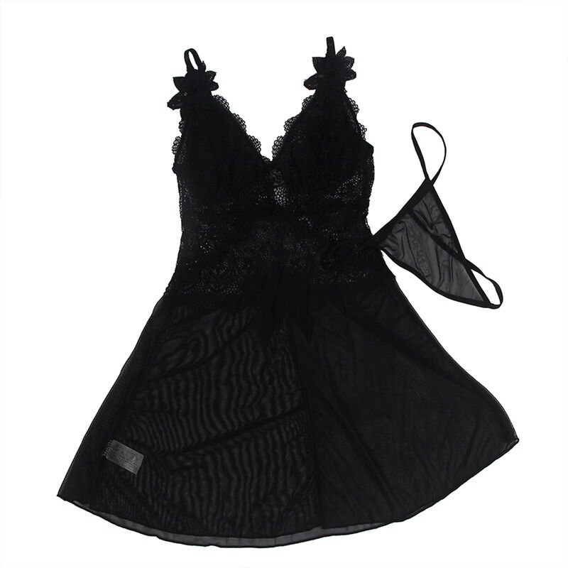 SUBBLIME - BABYDOLL-TÜLLSTOFF MIT SPITZE UND BLUMENDETAIL SCHWARZ
