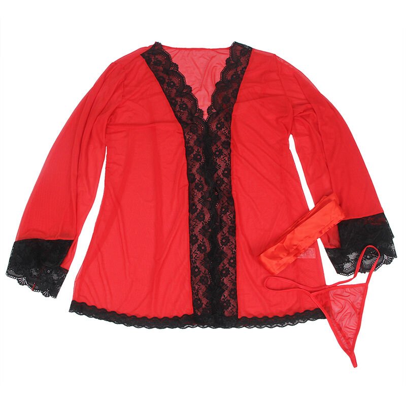 SUBBLIME - TRANSPARENTER STOFFMANTEL MIT SPITZENDETAIL ROT
