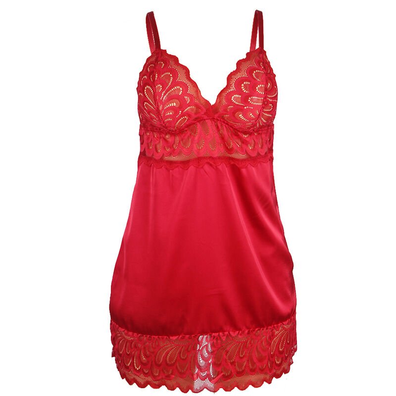 SUBBLIME - SATIN BABYDOLL MIT SPITZE ROT