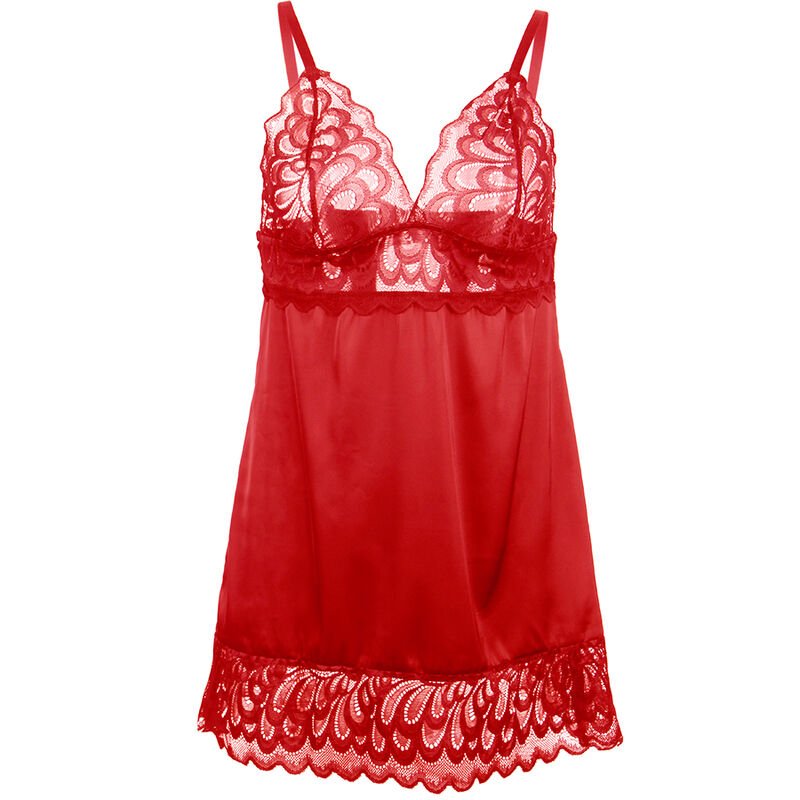 SUBBLIME - SATIN BABYDOLL MIT SPITZE ROT