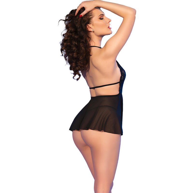 CHILIROSE - CR 4720 BABYDOLL & THONG SCHWARZ