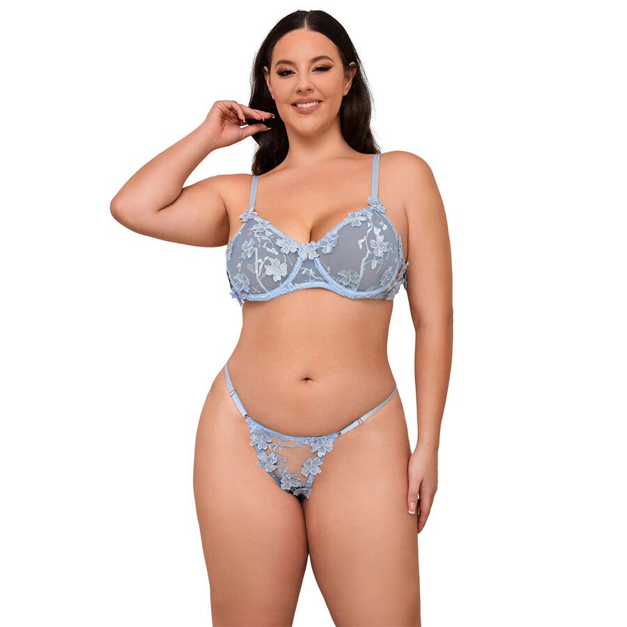 SUBBLIME - 957636 BH- UND SLIP-SET MIT BLUMENSTICKEREI HIMMELBLAU