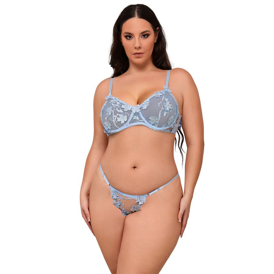 SUBBLIME - 957636 BH- UND SLIP-SET MIT BLUMENSTICKEREI HIMMELBLAU