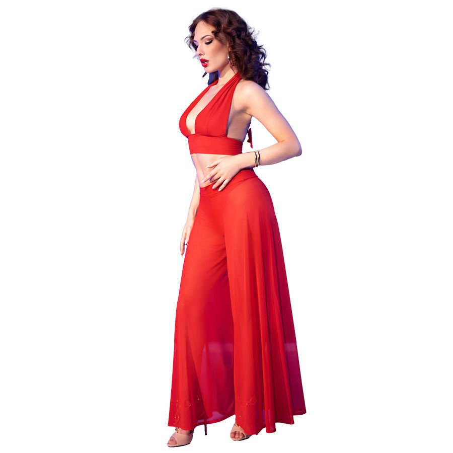 CHILIROSE - CR 4857 ROTES TOP- UND HOSENSET, GRÖSSE