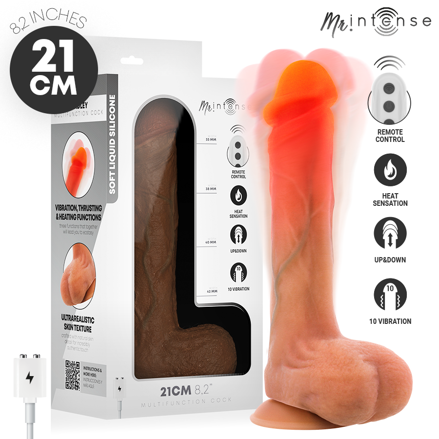 MR INTENSE - BRADLEY VIBRATOR-DILDO MIT WÄRMEEFFEKT UND FERNBEDIENUNG 21 CM -Ø- 4,2 CM