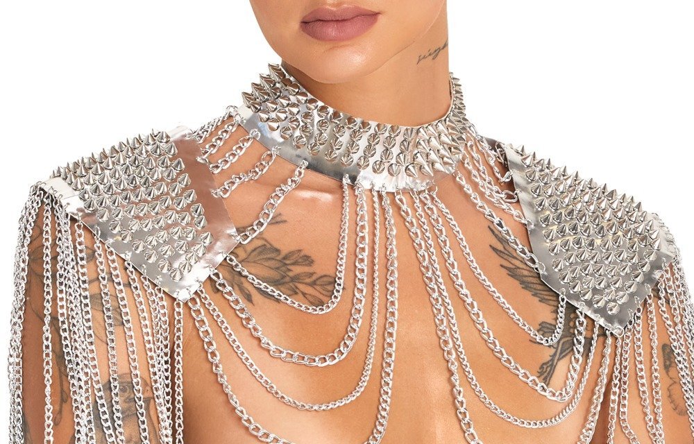 Bad Spiked Collar and shoulder, silber