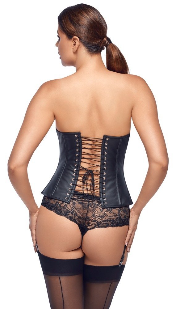 Korsett aus Leder, schwarz