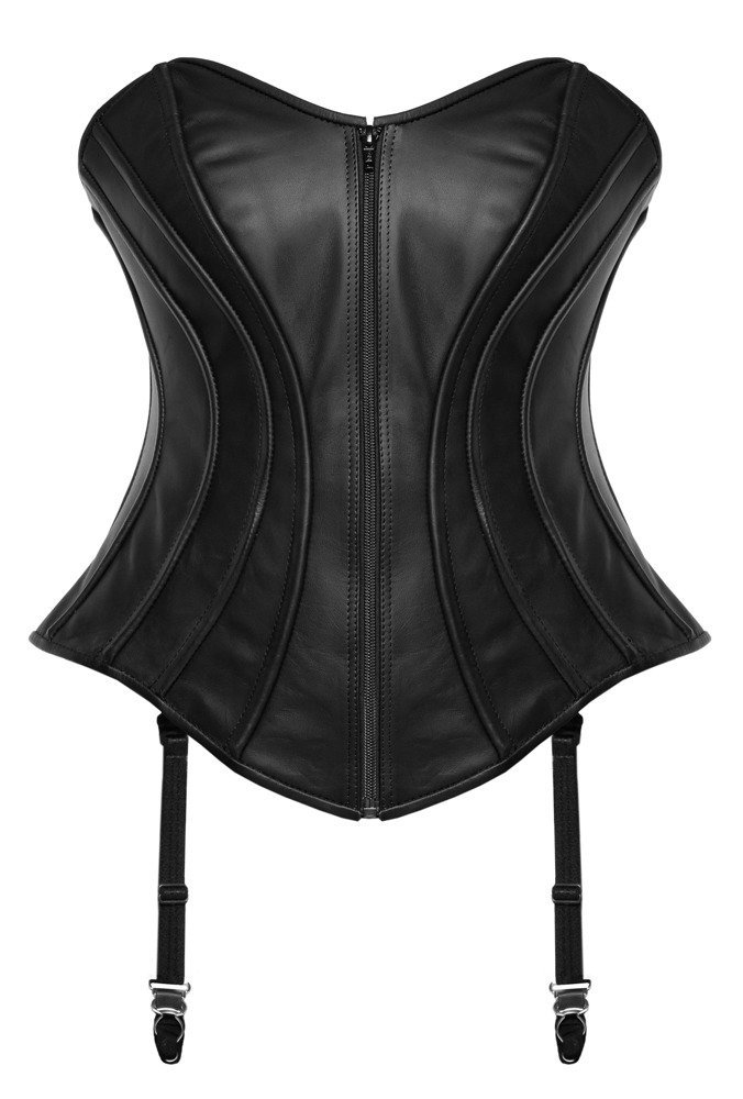 Korsett aus Leder, schwarz