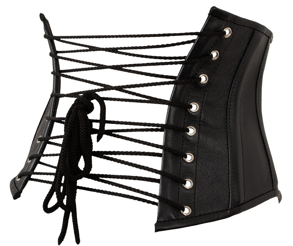 Korsett aus Leder, schwarz