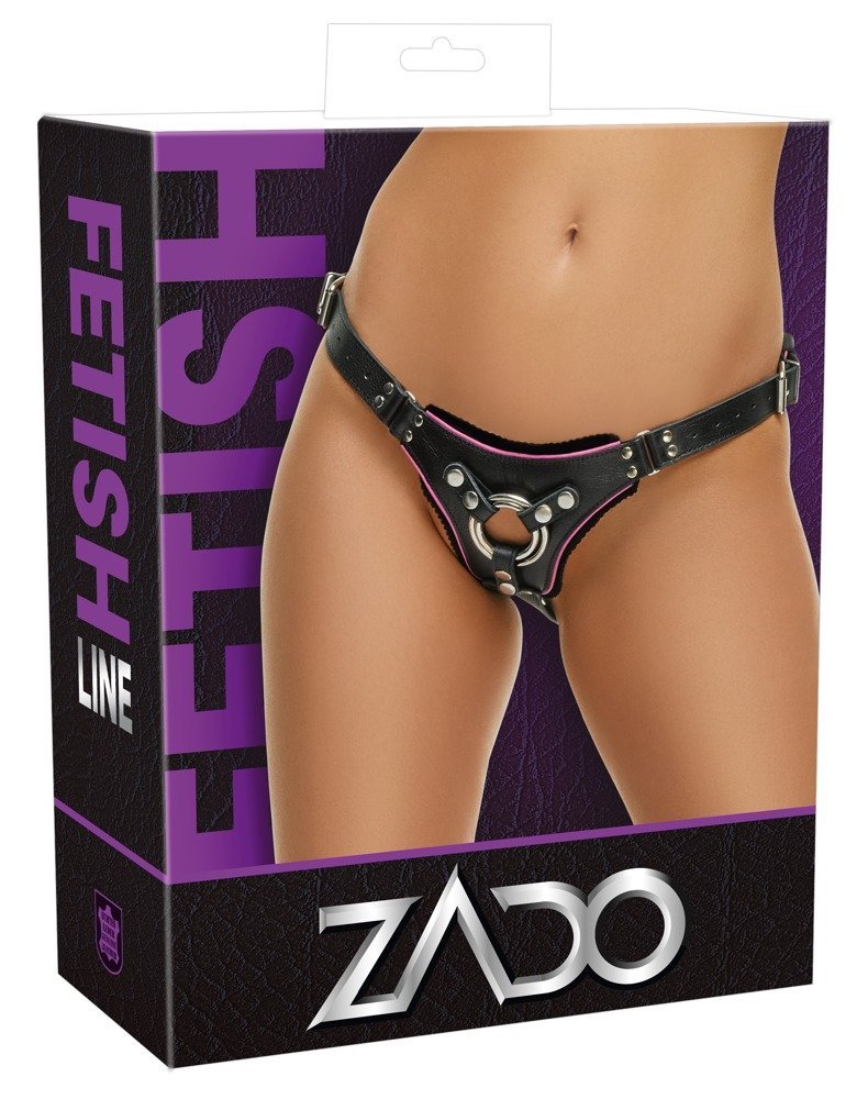 Leder String Strap-On, schwarz