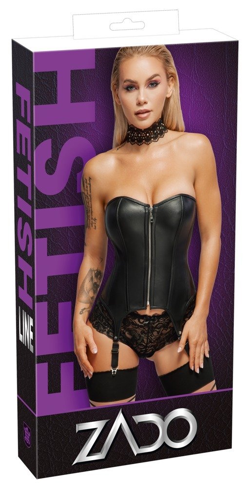 Straps-Corsage aus Leder, schwarz