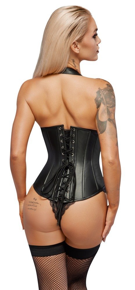 Leder Corsage busenfrei, schwarz