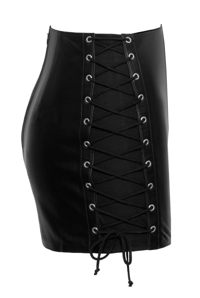 Leder Minirock, schwarz