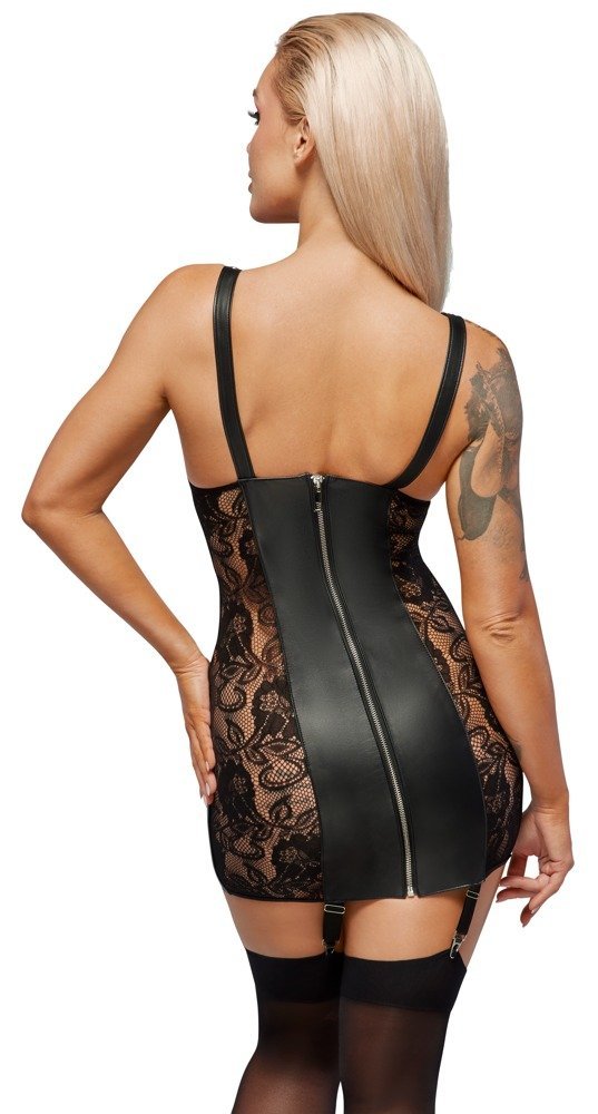 Leder Minikleid busenfrei, schwarz