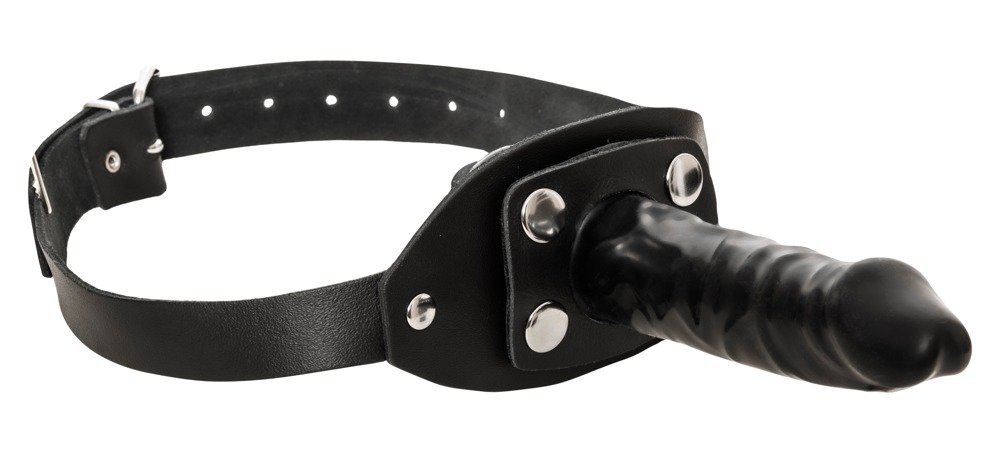 Leder Mundknebel Penis, schwarz