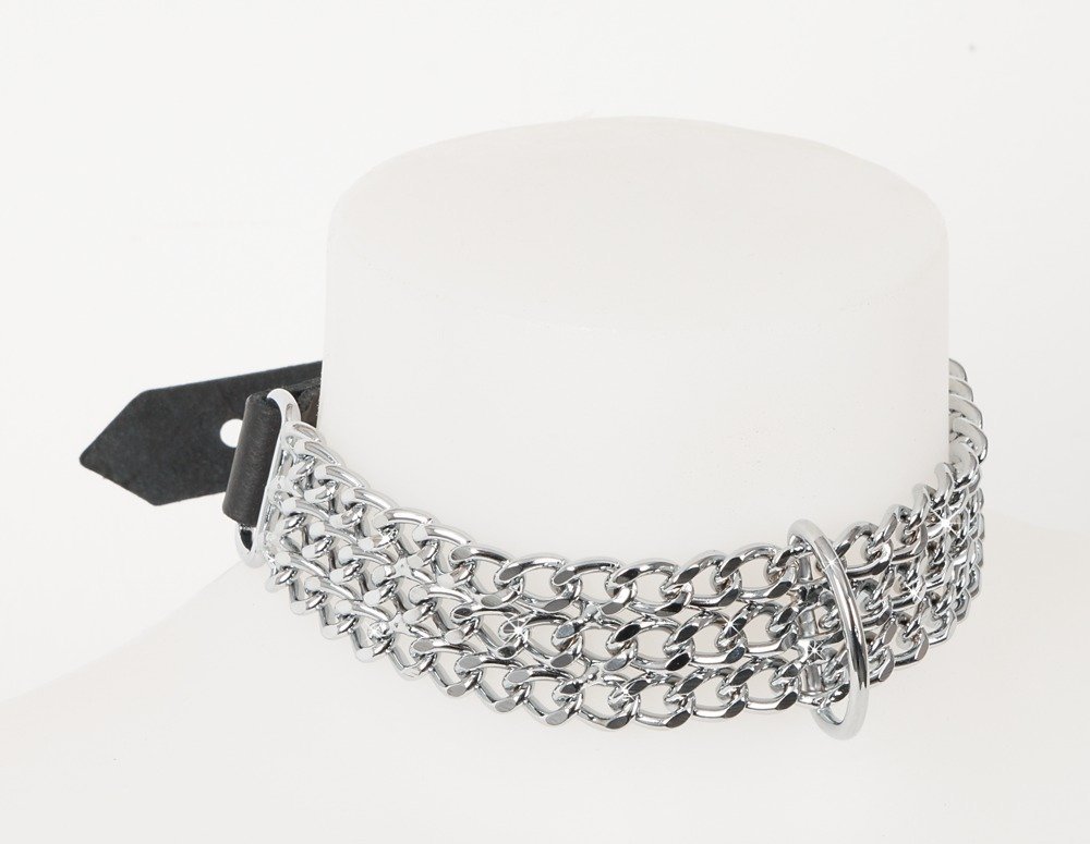 Leder Halsfessel Kette, schwarz