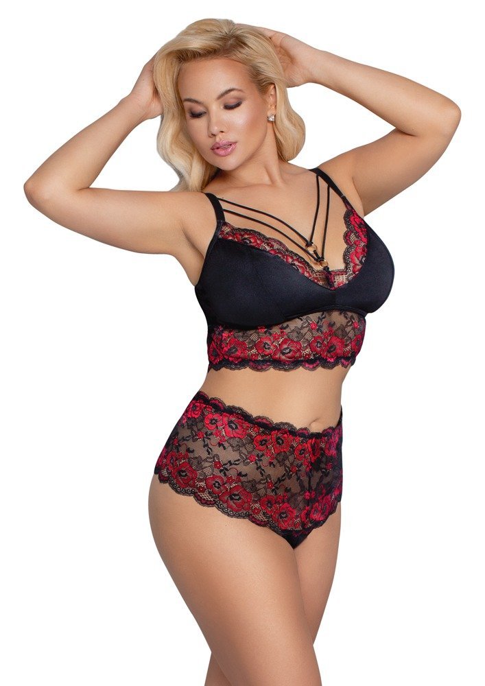BH und Slip schwarz/rot