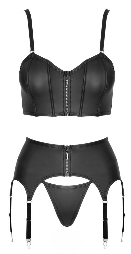 Top Set Strasszip, schwarz