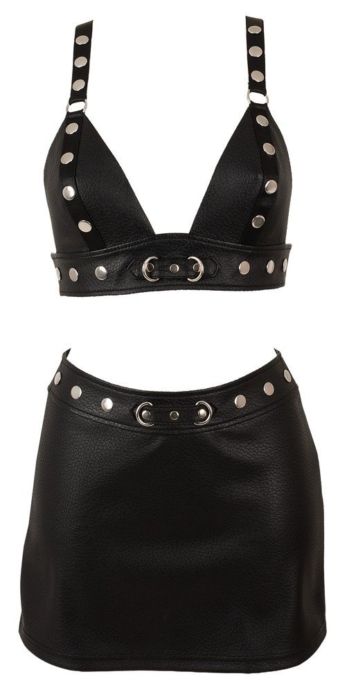 Lederimitat Top und Rock, schwarz