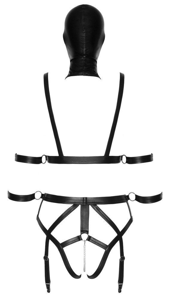 Bad Kitty Riemenset+Maske, schwarz