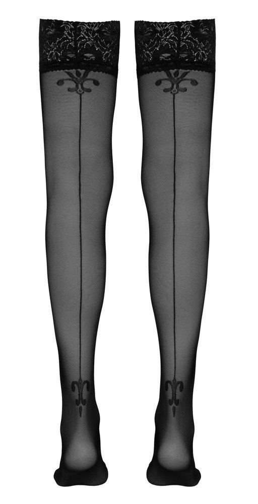 Halterlose Nahtstrümpfe, schwarz