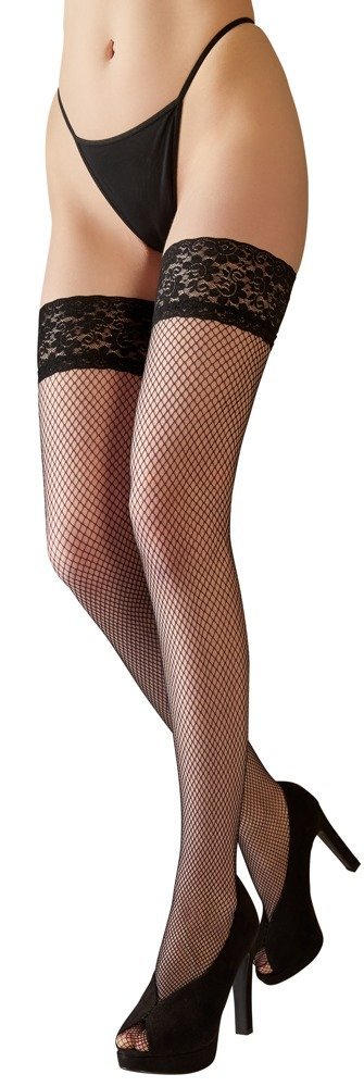 Halterlose Netzstrümpfe, schwarz