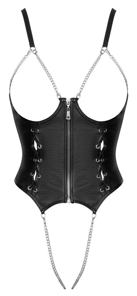 Ledermitat Body offen, schwarz