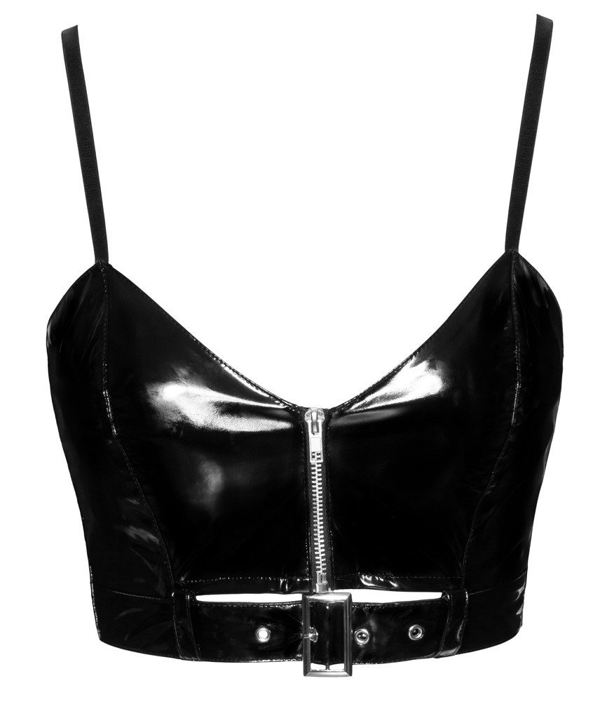 Lack Top Schnalle, schwarz